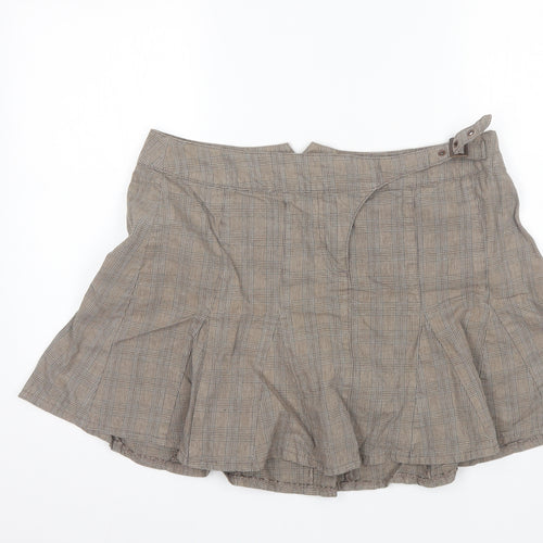 NEXT Womens Brown Plaid Cotton Mini Skirt Size 16