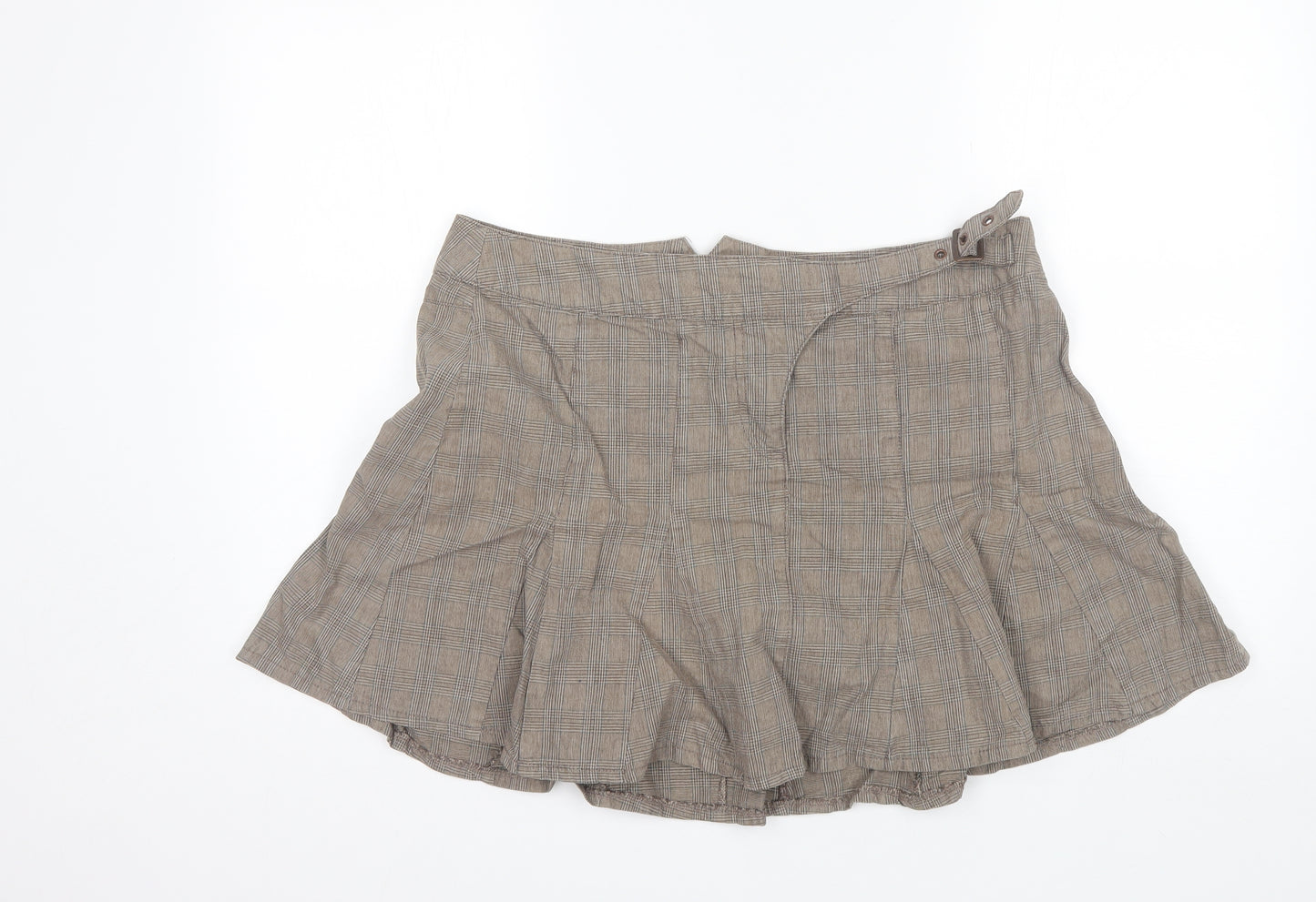 NEXT Womens Brown Plaid Cotton Mini Skirt Size 16
