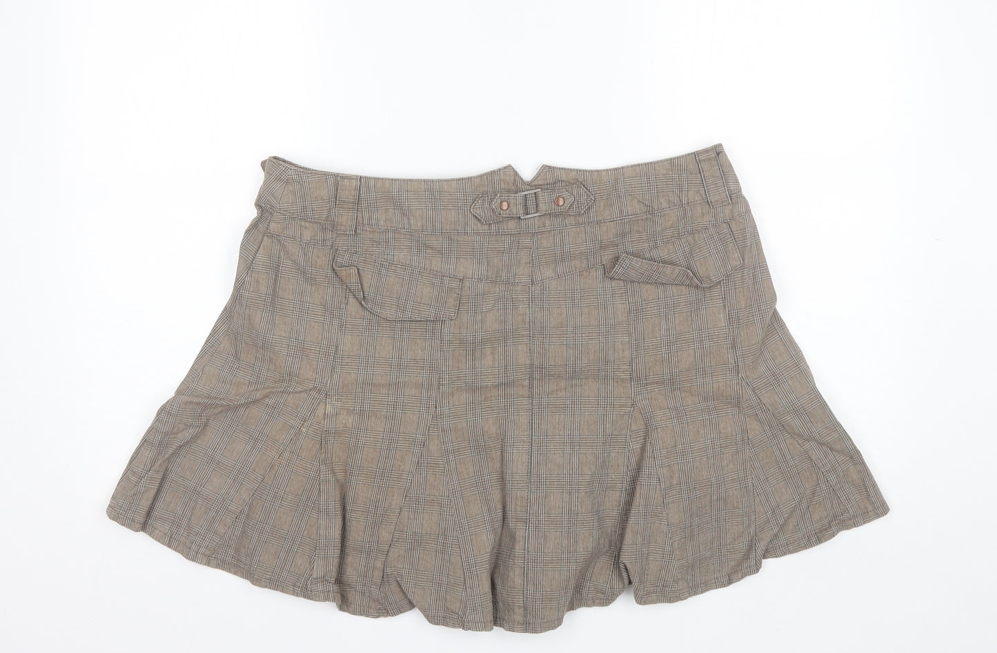 NEXT Womens Brown Plaid Cotton Mini Skirt Size 16
