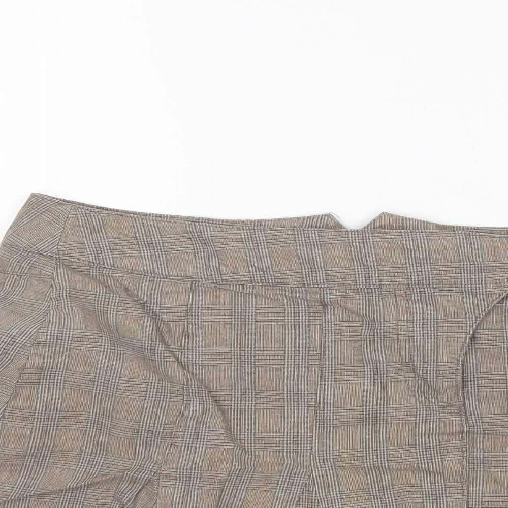 NEXT Womens Brown Plaid Cotton Mini Skirt Size 16