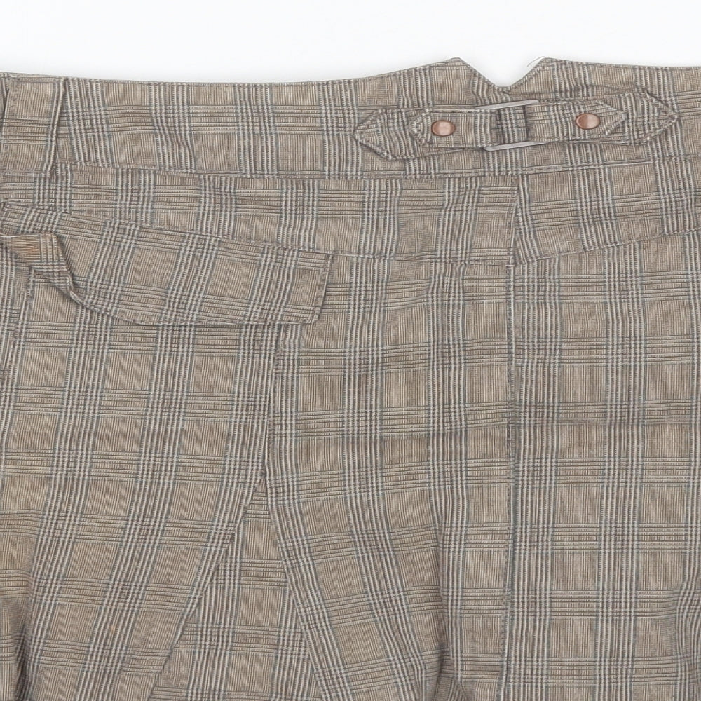 NEXT Womens Brown Plaid Cotton Mini Skirt Size 16