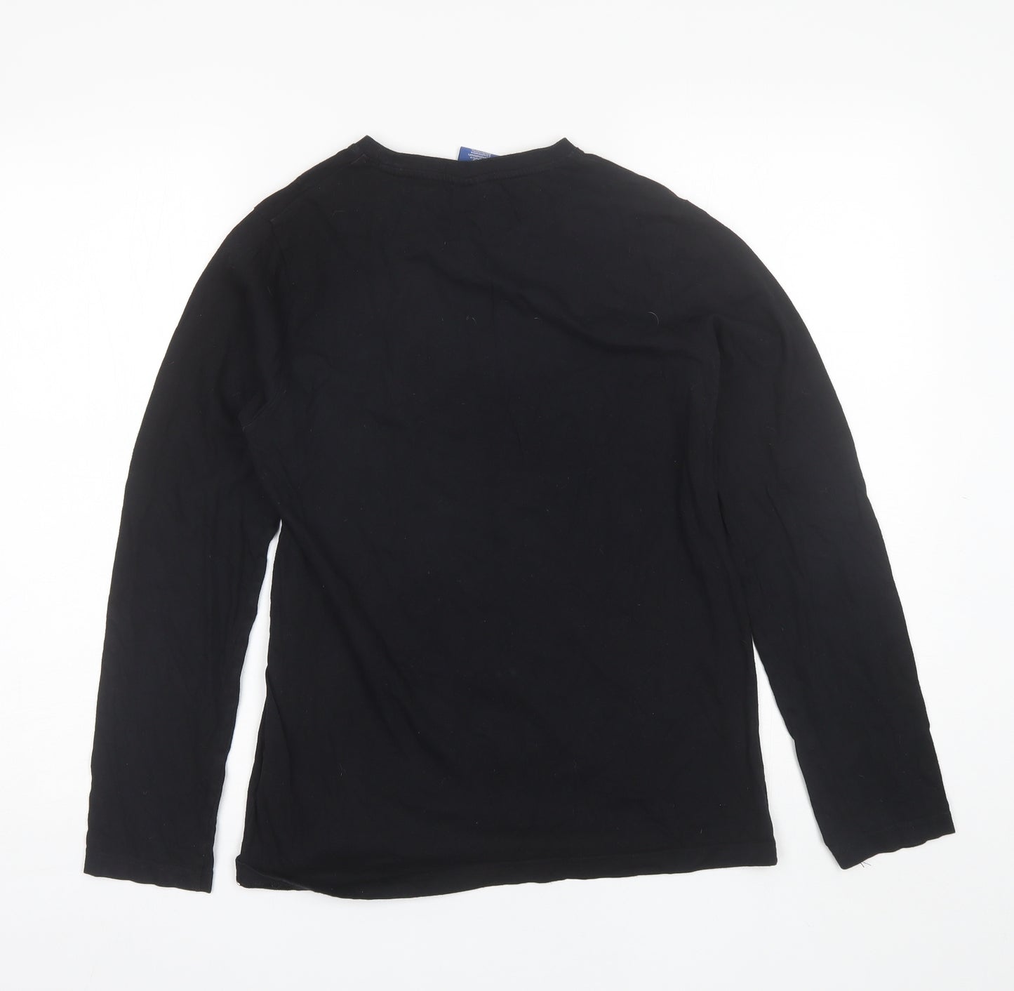 F&F Boys Black  Cotton Basic T-Shirt Size 13-14 Years Round Neck