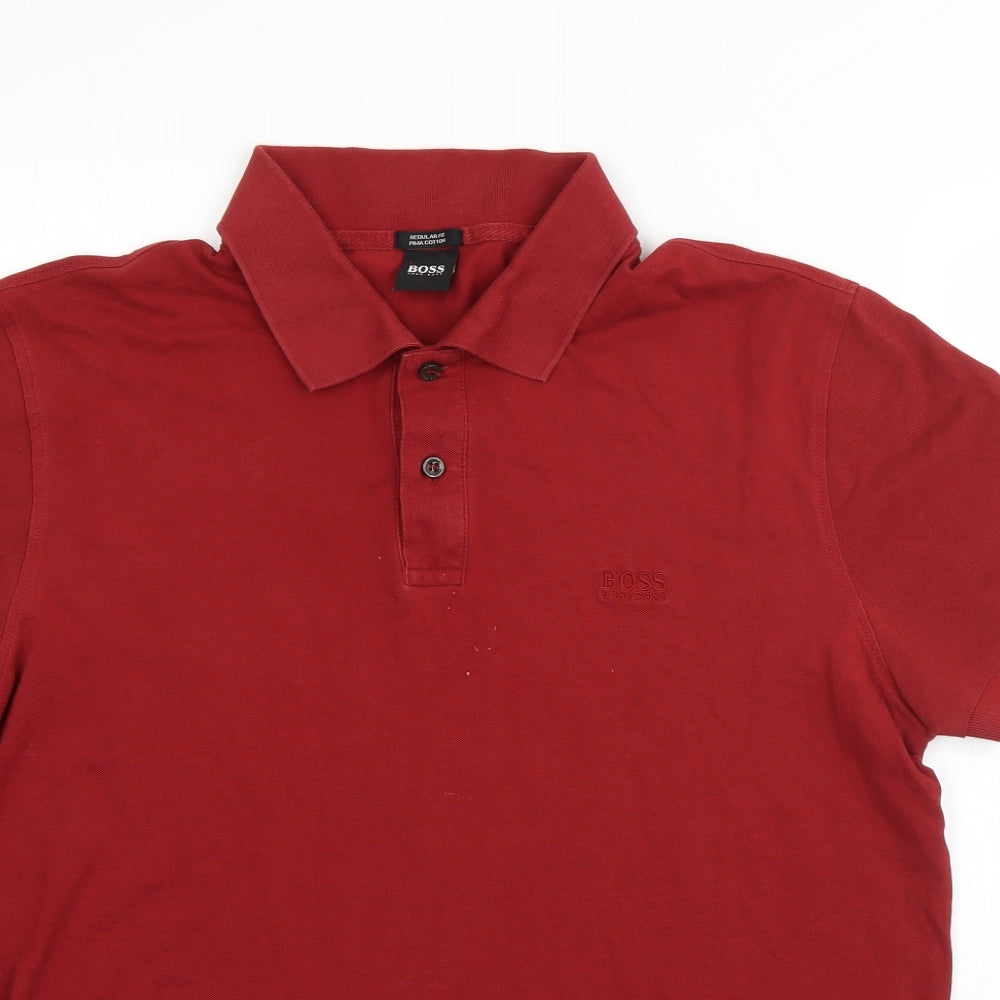 HUGO BOSS Mens Red  Cotton  Polo Size XL Collared