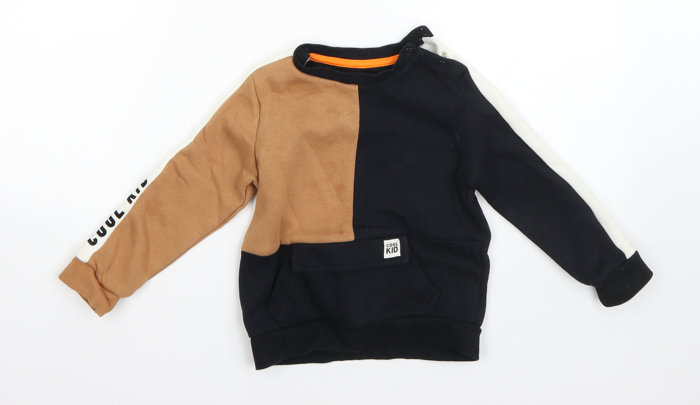 F&F Boys Black  Cotton Pullover Jumper Size 18-24 Months