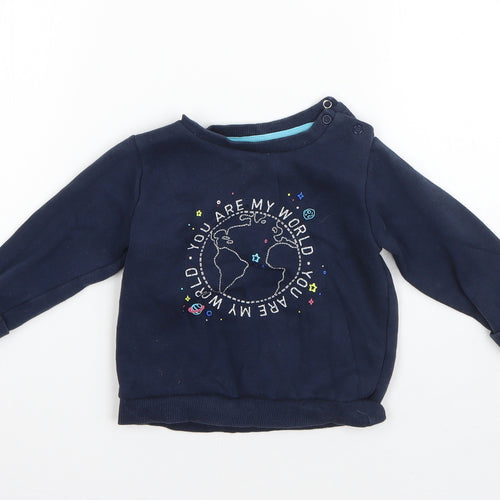 F&F Boys Blue  Cotton Pullover Jumper Size 12-18 Months