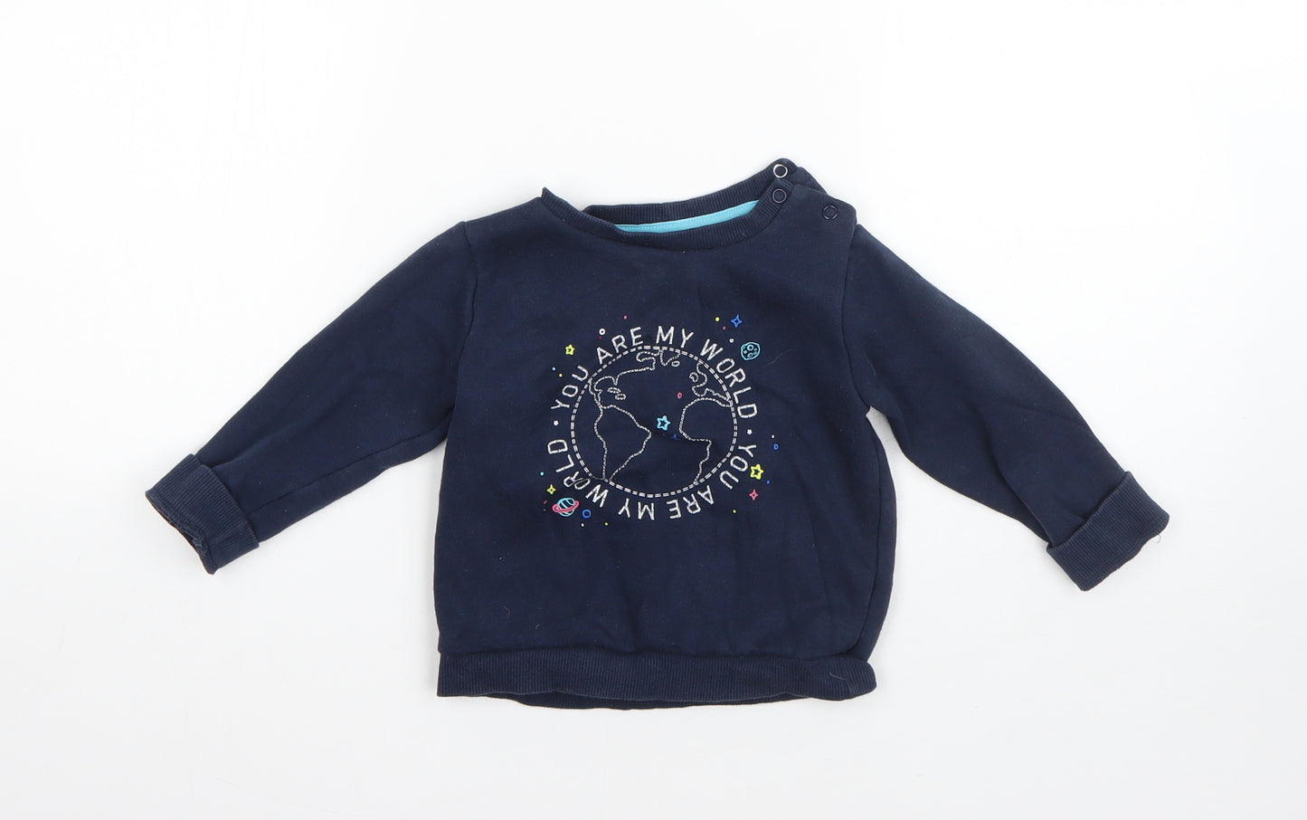 F&F Boys Blue  Cotton Pullover Jumper Size 12-18 Months
