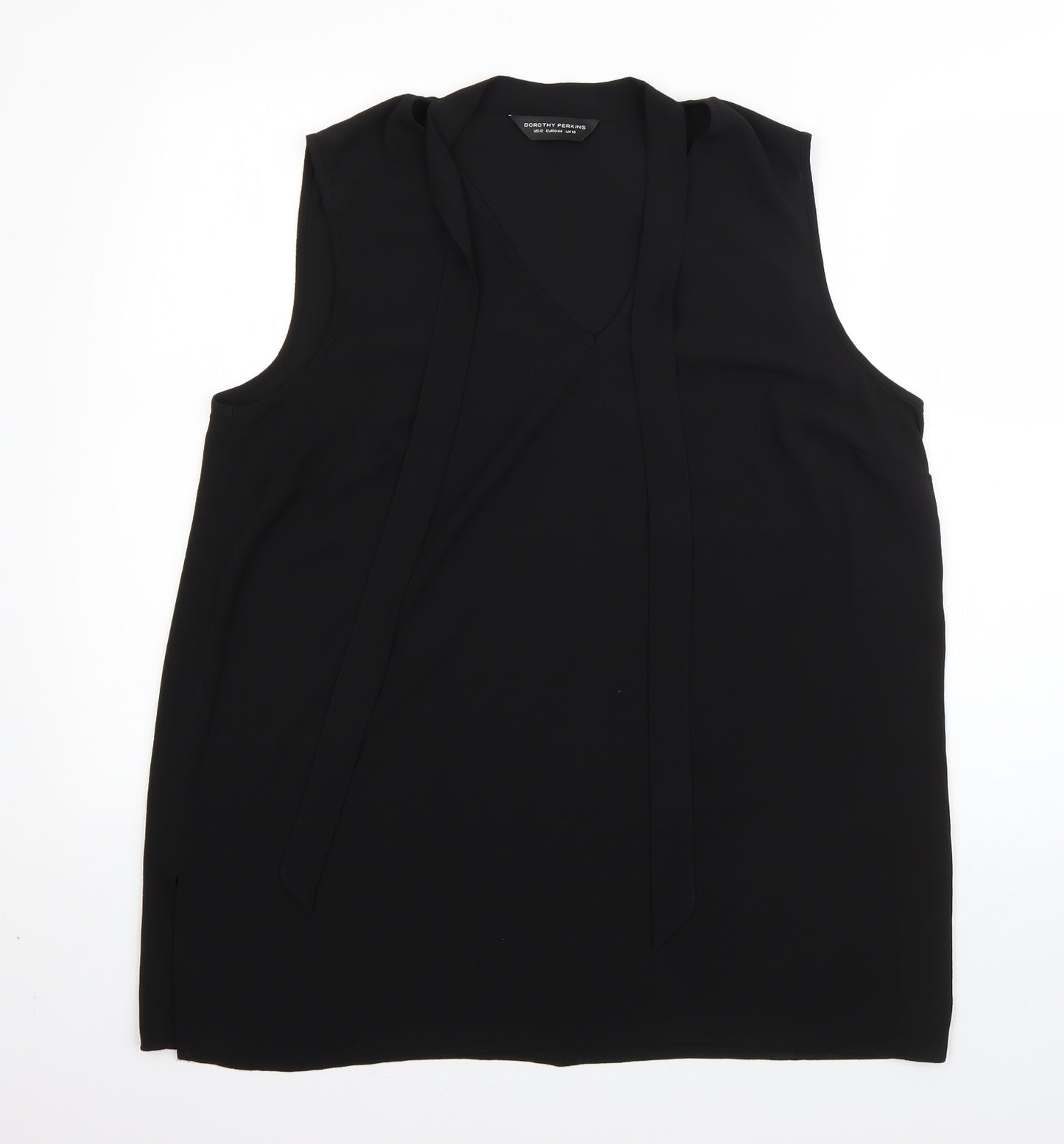Dorothy Perkins Womens Black  Polyester Basic Blouse Size 16 High Neck