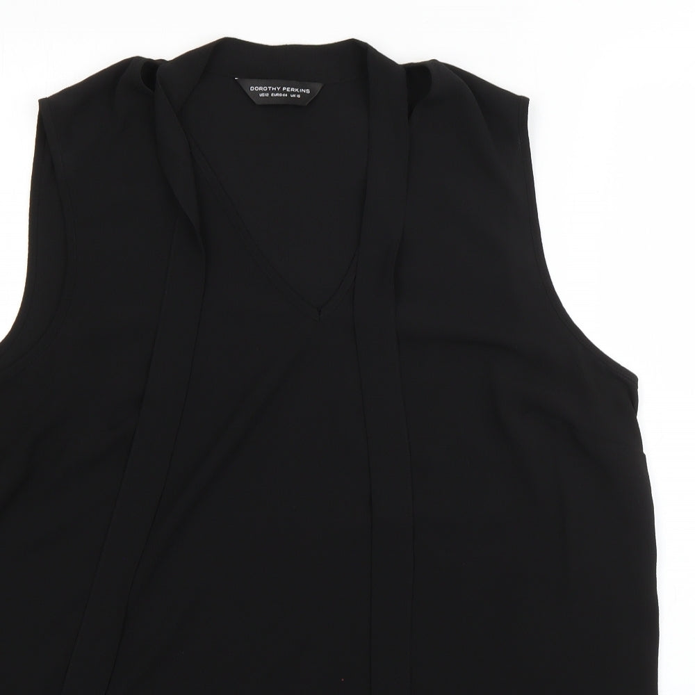 Dorothy Perkins Womens Black  Polyester Basic Blouse Size 16 High Neck
