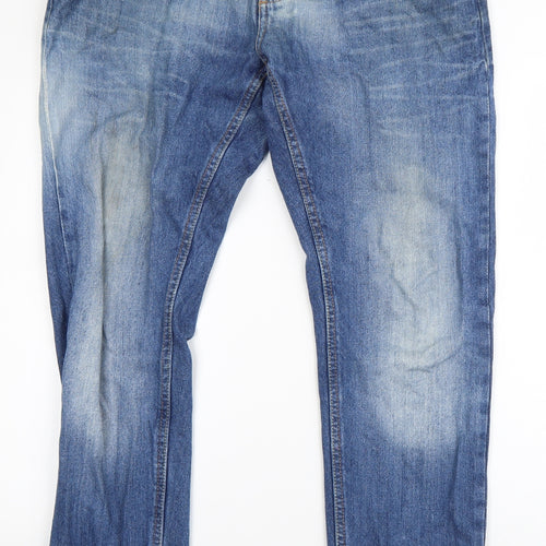 Easy Womens Blue  Cotton Straight Jeans Size 32 in L30 in Regular