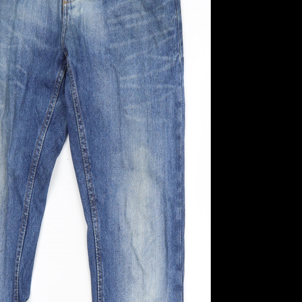 Easy Womens Blue  Cotton Straight Jeans Size 32 in L30 in Regular