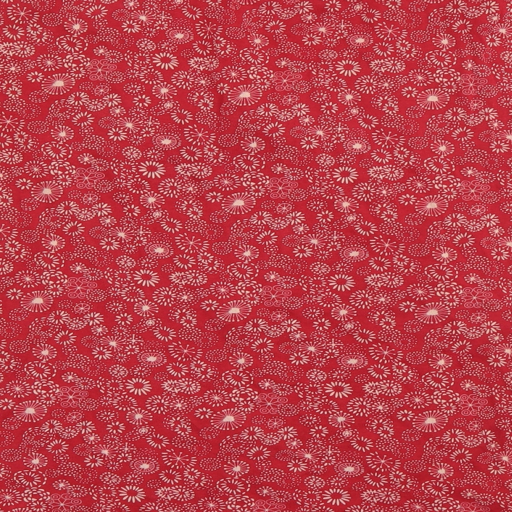 Debenhams Womens Red Floral Cotton Basic T-Shirt Size 18 Round Neck