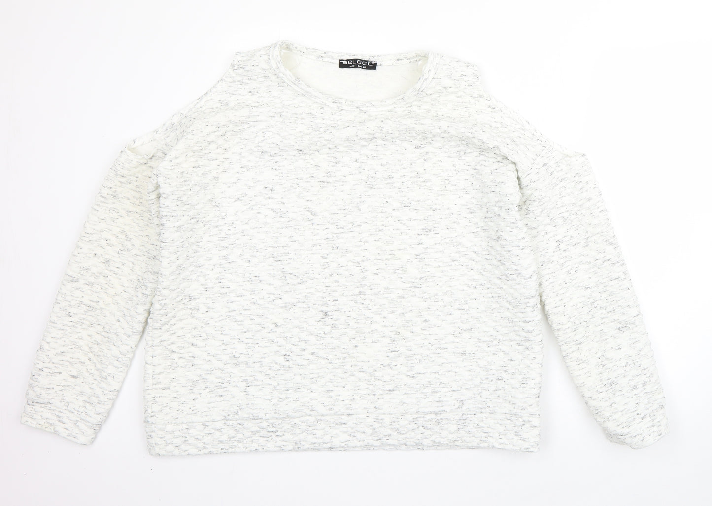 Select Womens White Round Neck  Polyester Pullover Jumper Size 18