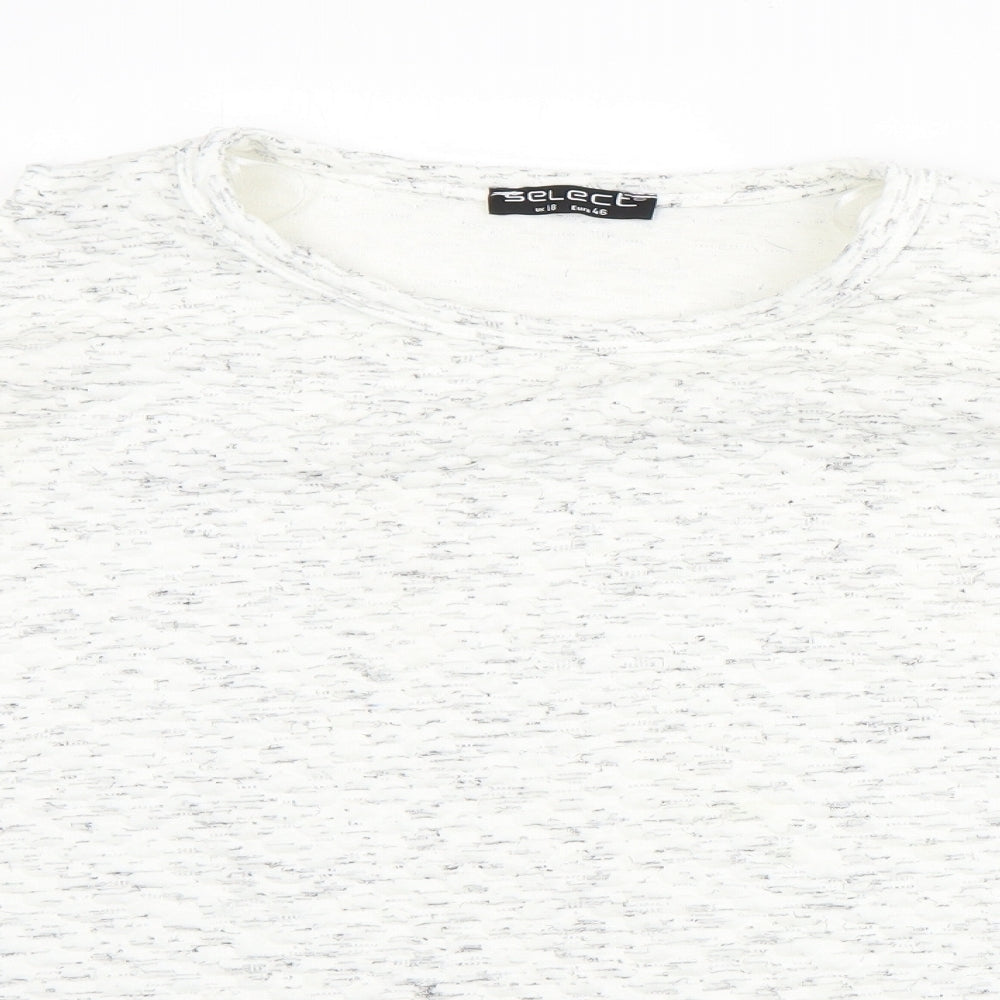 Select Womens White Round Neck  Polyester Pullover Jumper Size 18