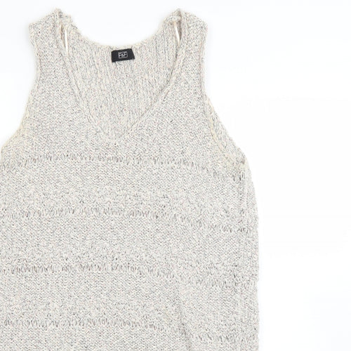 F&F Womens Beige Round Neck  Cotton Pullover Jumper Size 14
