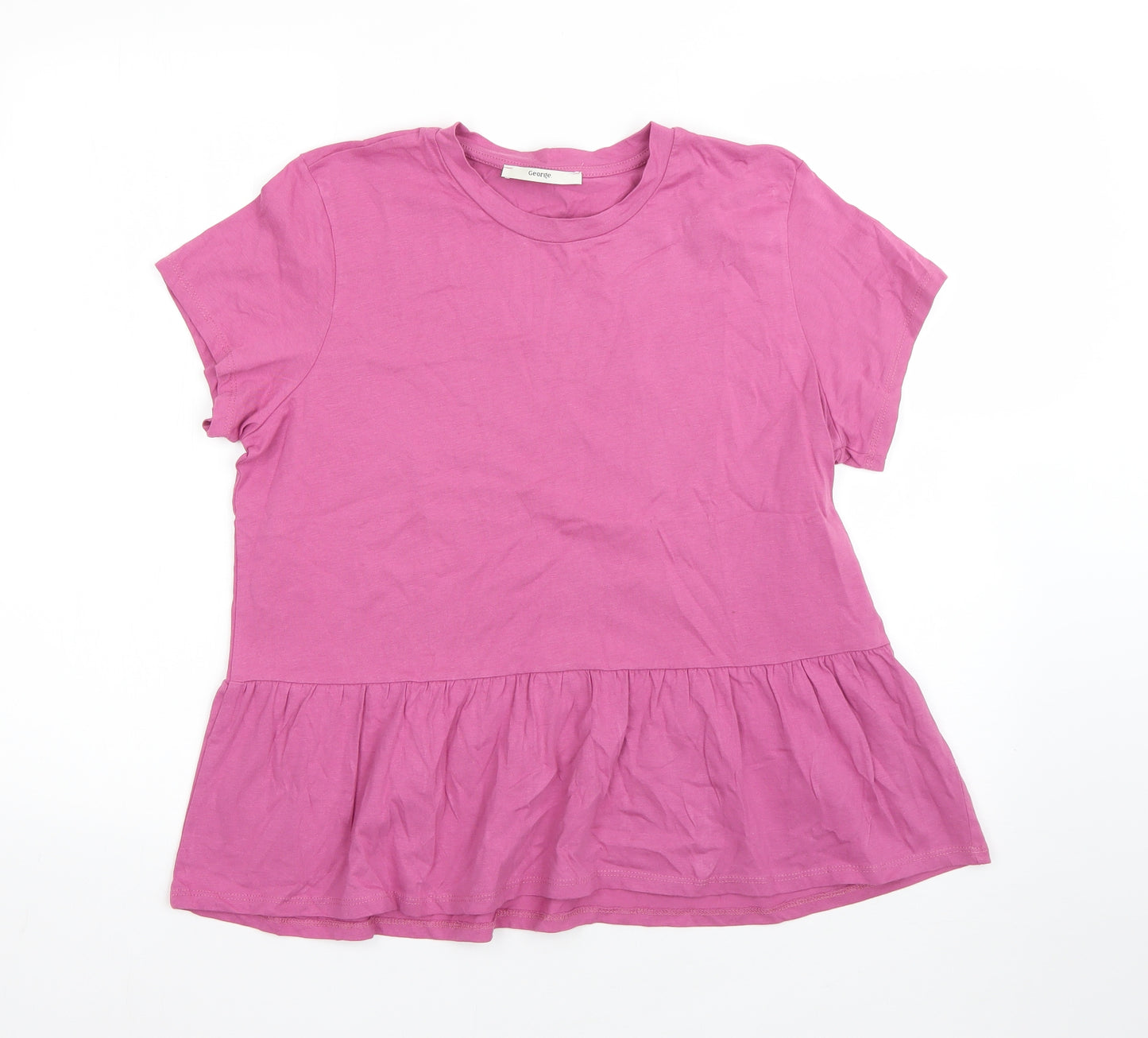 George Girls Pink  Cotton Basic T-Shirt Size 12 Years Round Neck