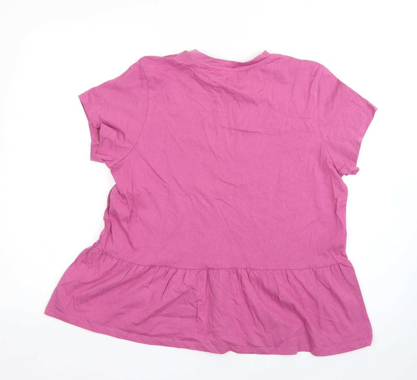 George Girls Pink  Cotton Basic T-Shirt Size 12 Years Round Neck