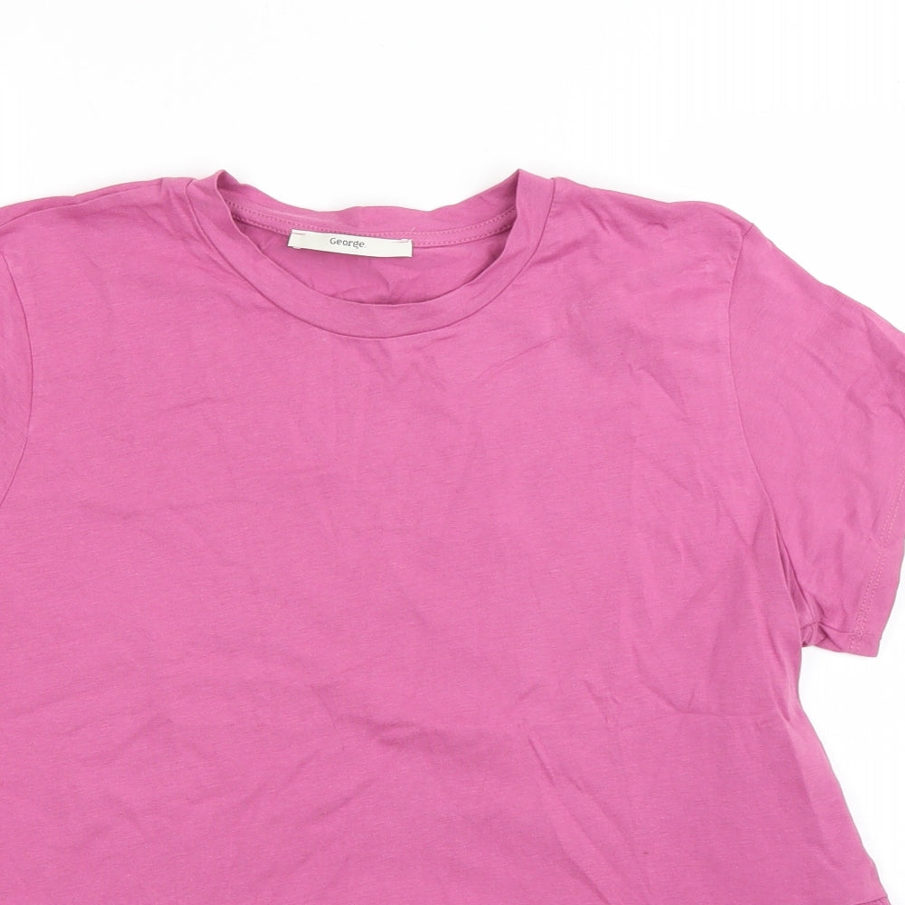 George Girls Pink  Cotton Basic T-Shirt Size 12 Years Round Neck