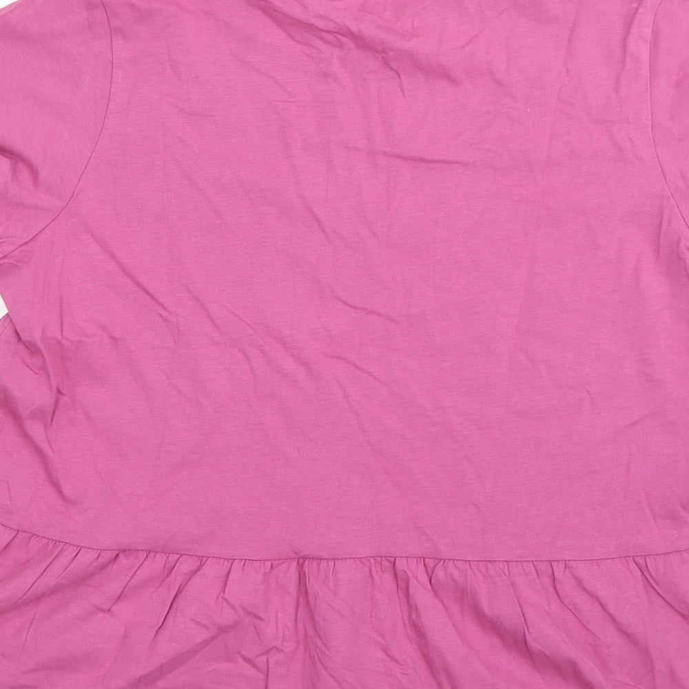 George Girls Pink  Cotton Basic T-Shirt Size 12 Years Round Neck