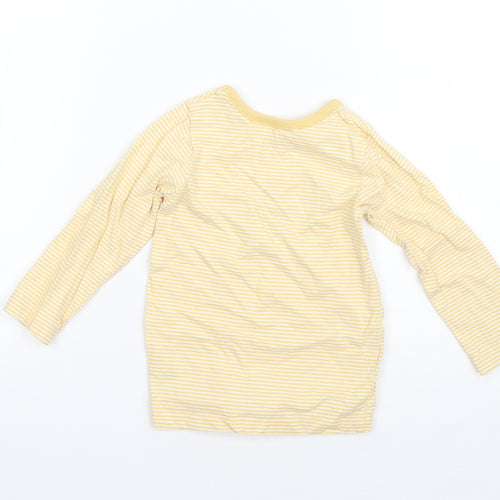George Boys Yellow Striped Cotton Basic T-Shirt Size 12-18 Months Round Neck