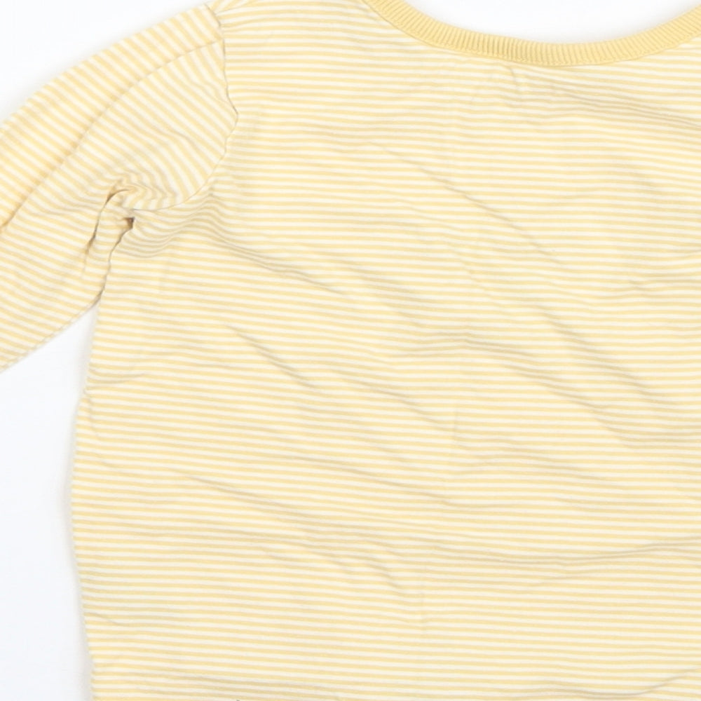 George Boys Yellow Striped Cotton Basic T-Shirt Size 12-18 Months Round Neck