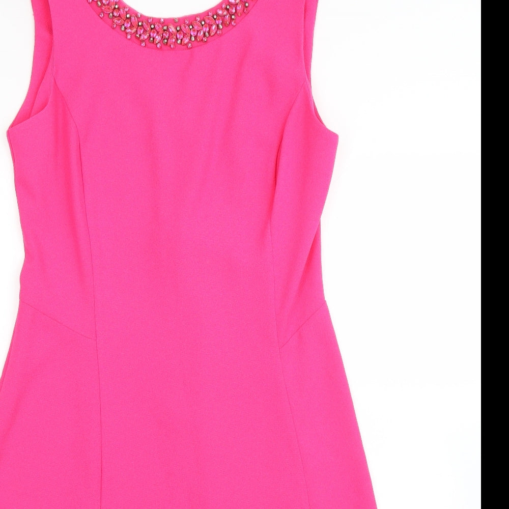 Dorothy Perkins Womens Pink  Polyester A-Line  Size 14  Round Neck