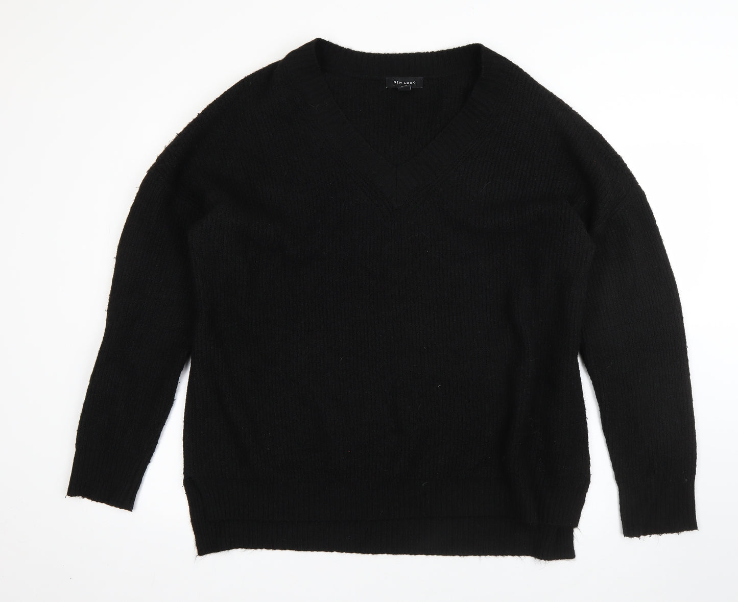 New Look Mens Black Round Neck  Acrylic Pullover Jumper Size M