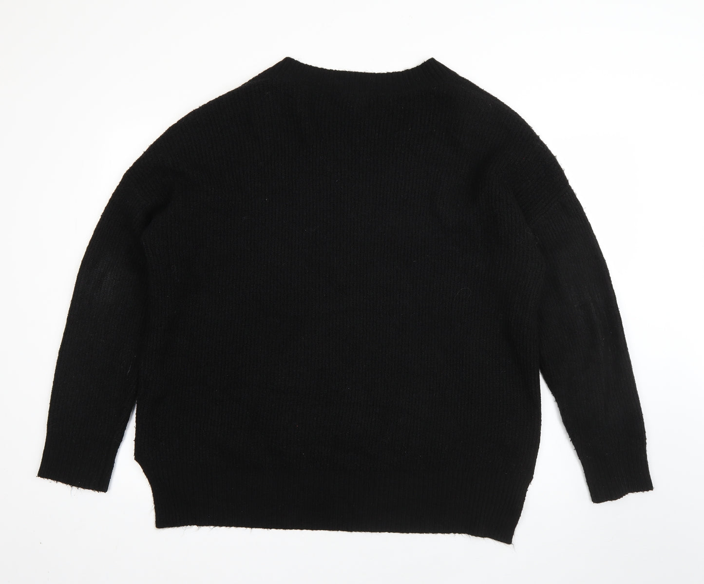 New Look Mens Black Round Neck  Acrylic Pullover Jumper Size M