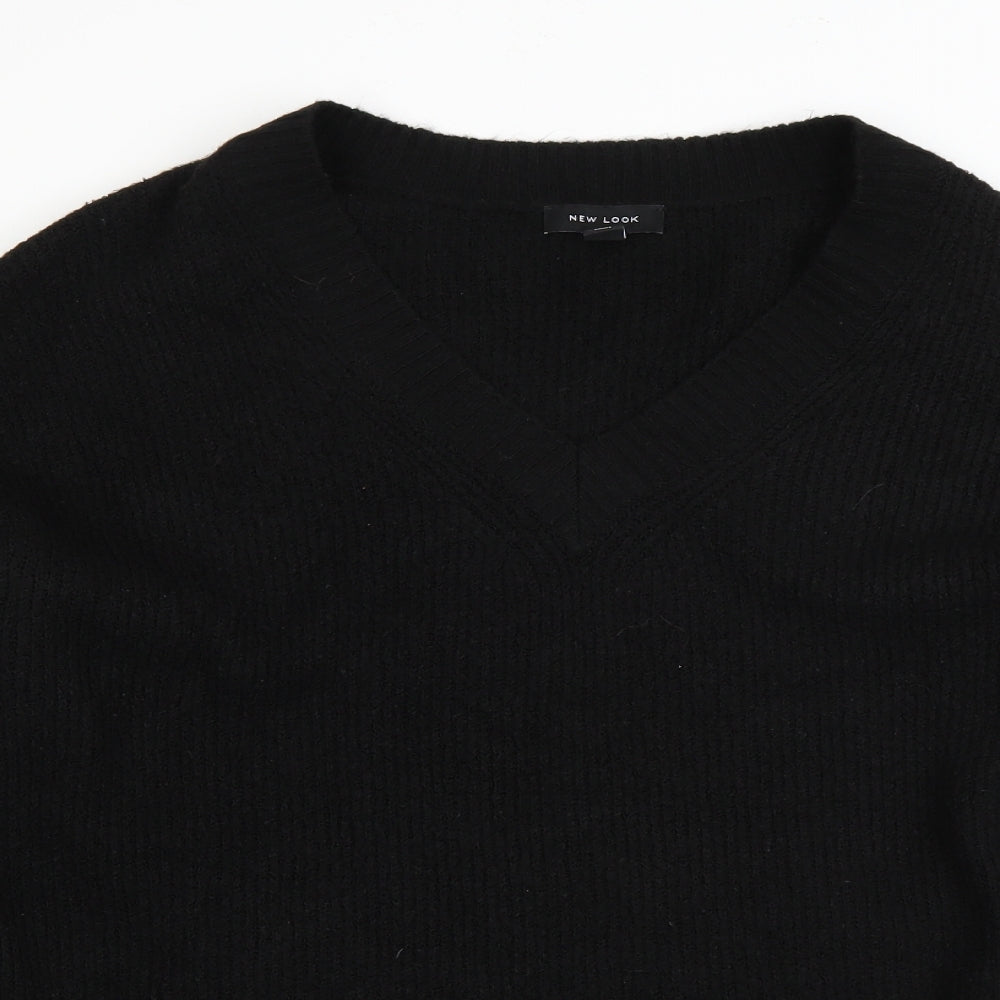 New Look Mens Black Round Neck  Acrylic Pullover Jumper Size M