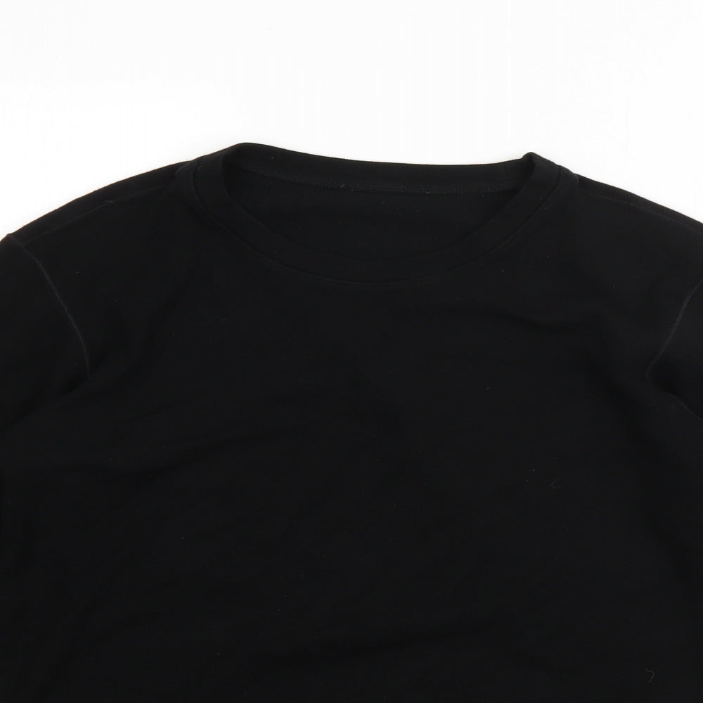 Uniqlo Boys Black Round Neck  Polyester Pullover Jumper Size 11 Years   - heattech