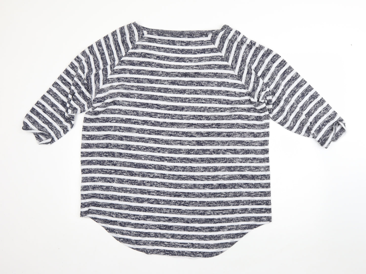 Tue Womens Blue Round Neck Striped Viscose Pullover Jumper Size 18