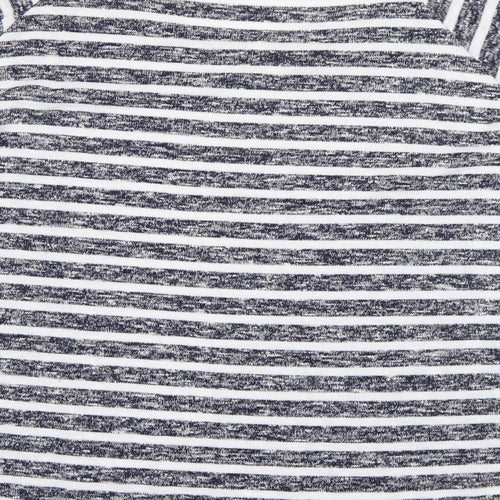 Tue Womens Blue Round Neck Striped Viscose Pullover Jumper Size 18