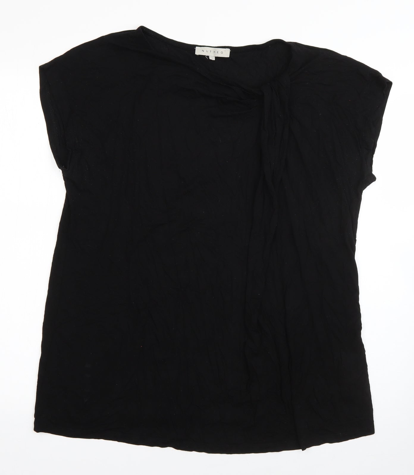 Nutmeg Womens Black  Viscose Basic Blouse Size 16 Round Neck