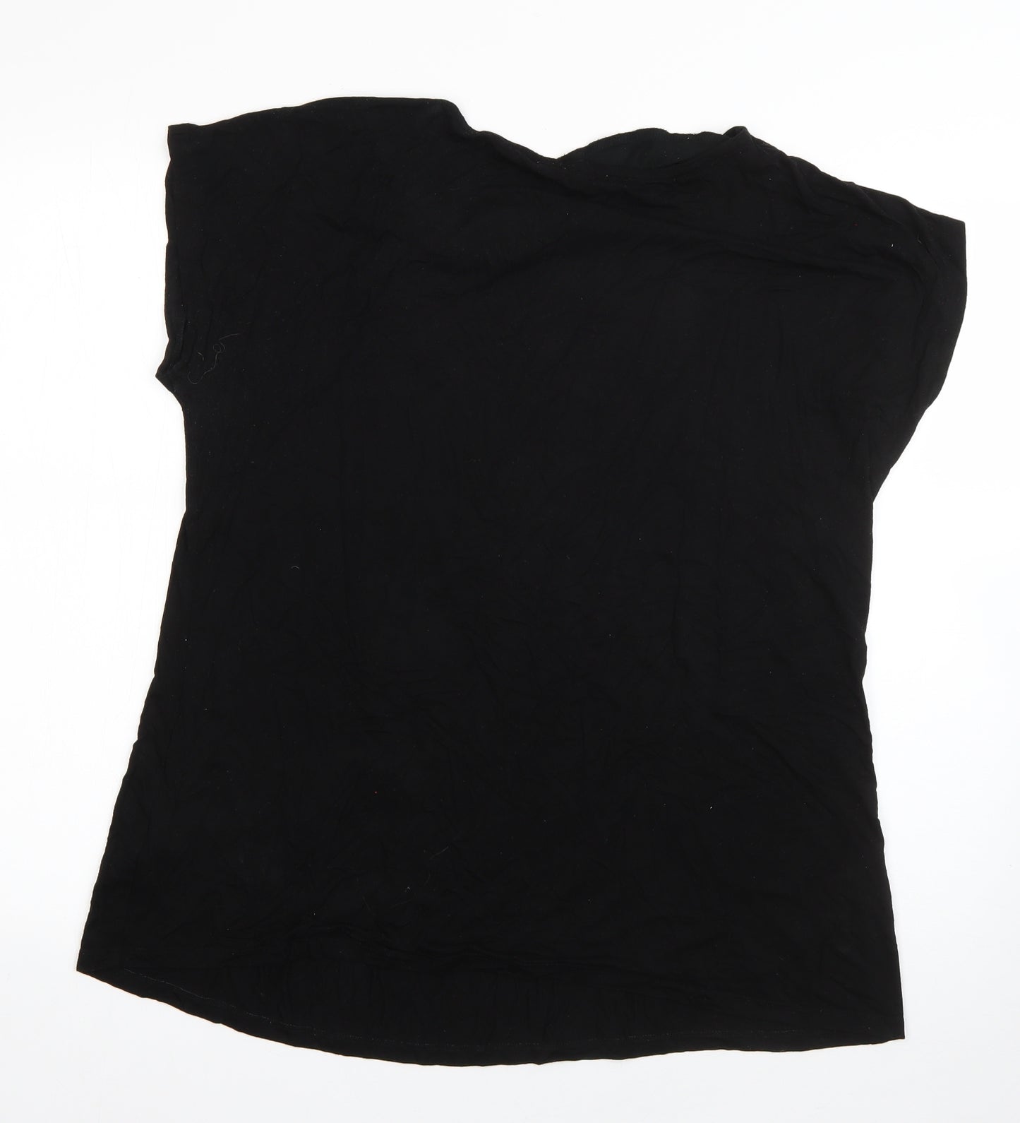 Nutmeg Womens Black  Viscose Basic Blouse Size 16 Round Neck