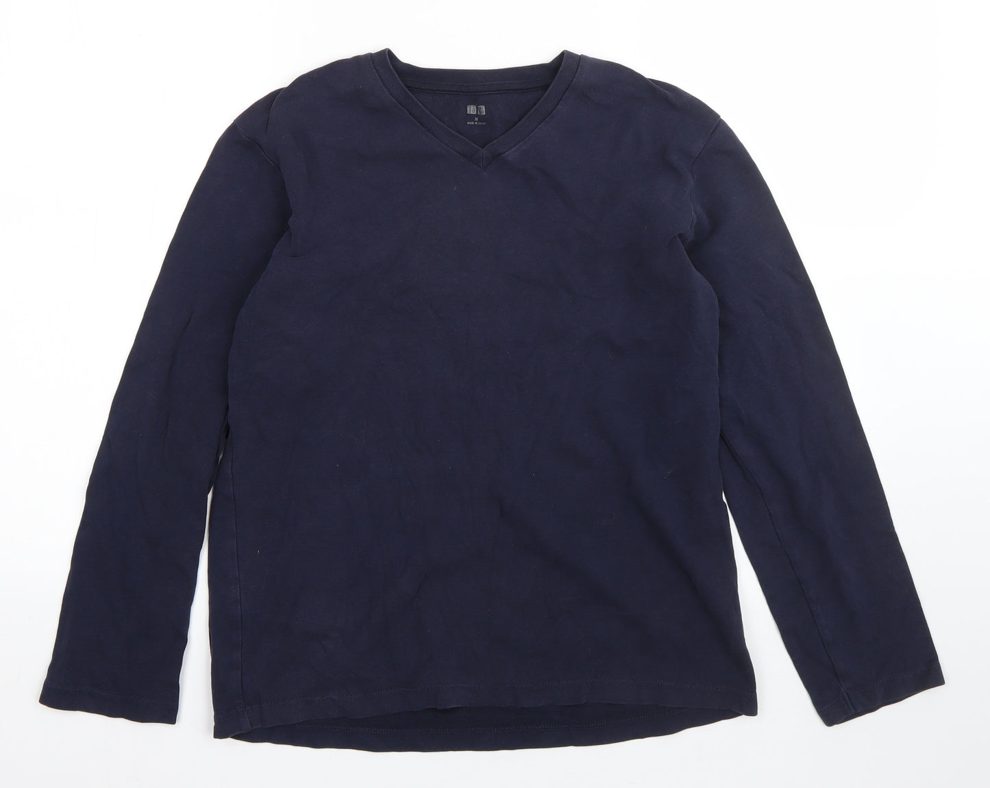 Uniqlo Mens Blue V-Neck  Cotton Pullover Jumper Size M