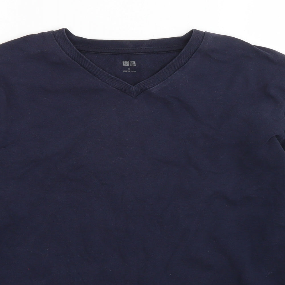 Uniqlo Mens Blue V-Neck  Cotton Pullover Jumper Size M