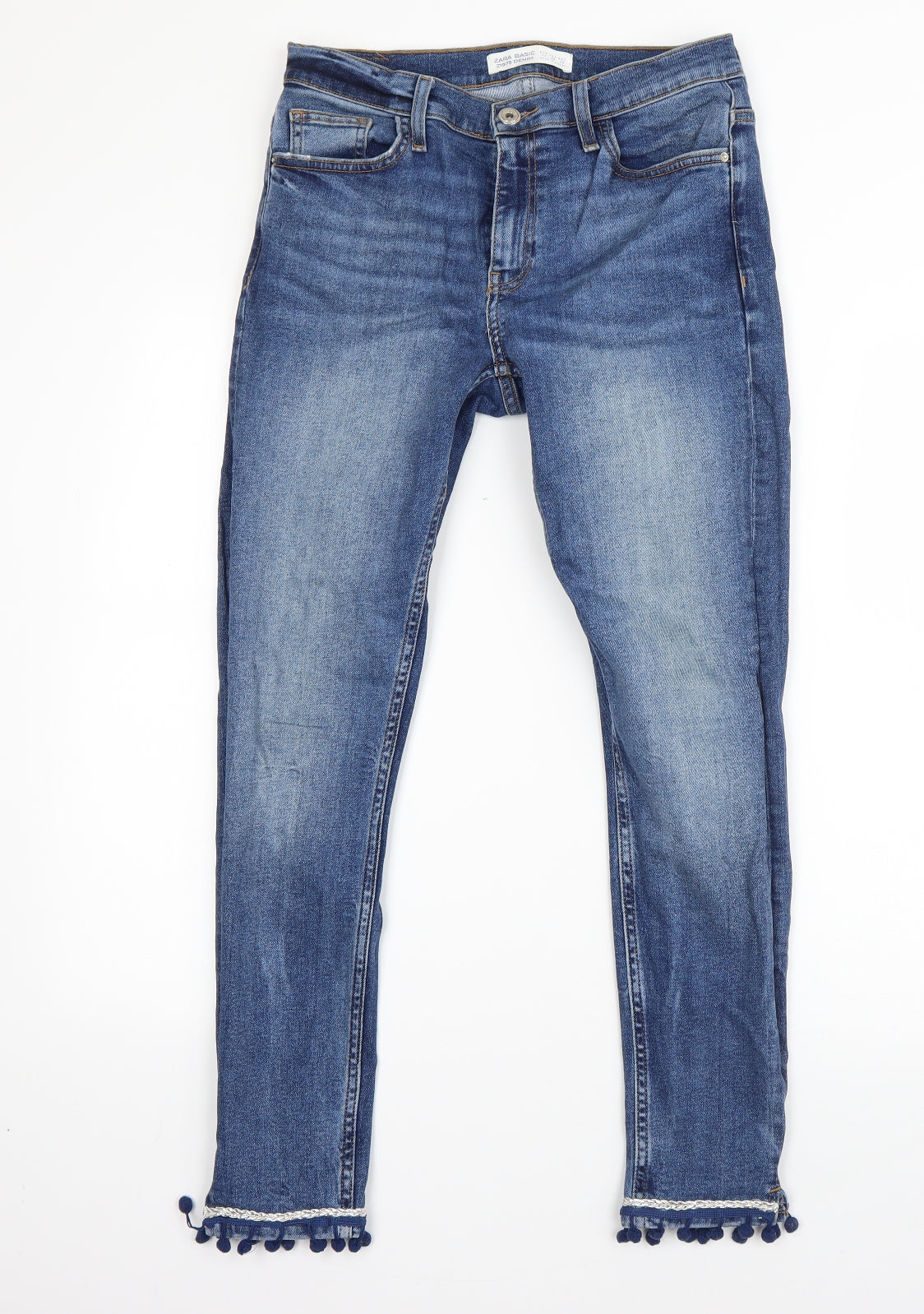 Zara Womens Blue  Cotton Skinny Jeans Size 10 L26 in Regular