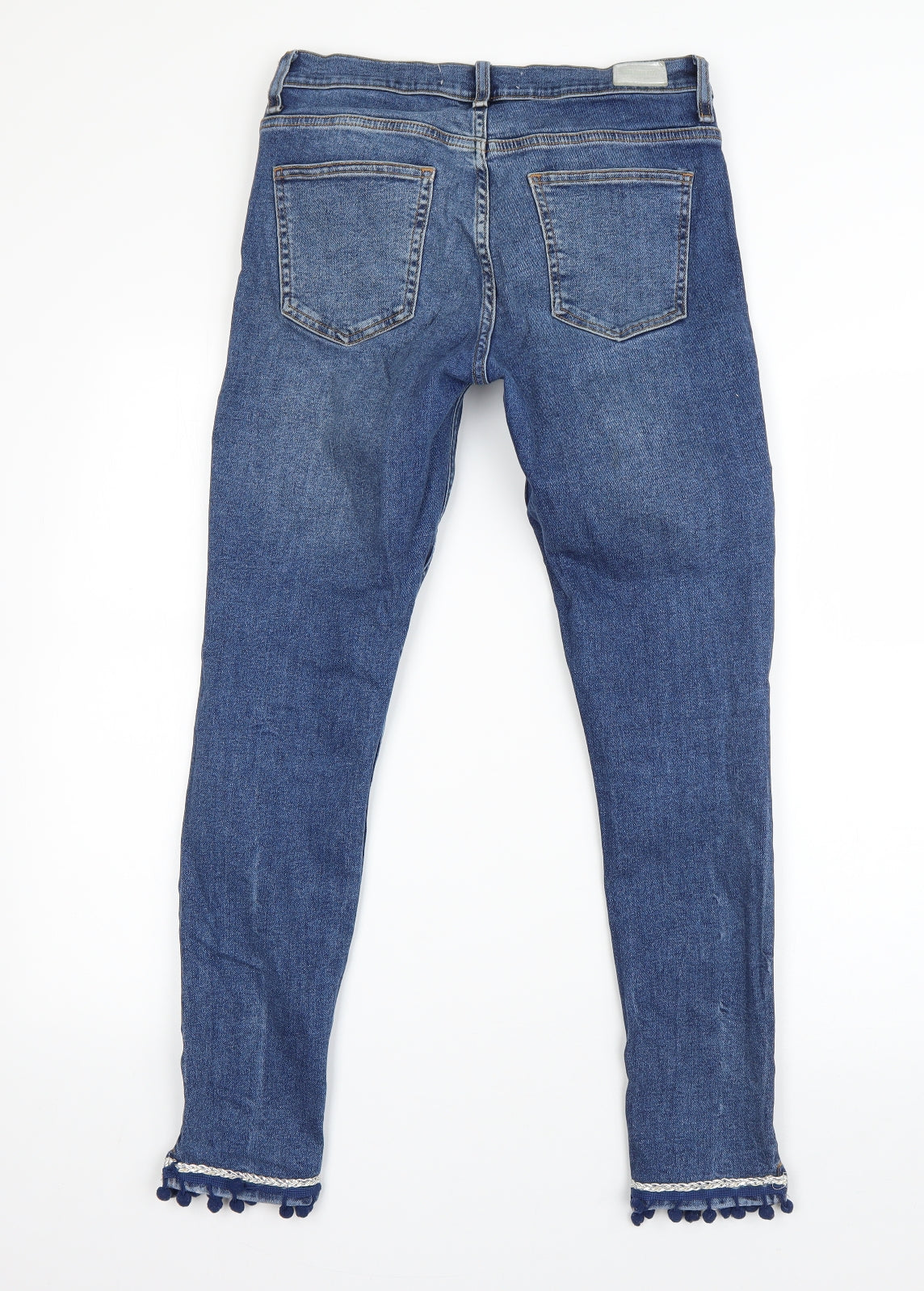 Zara Womens Blue  Cotton Skinny Jeans Size 10 L26 in Regular