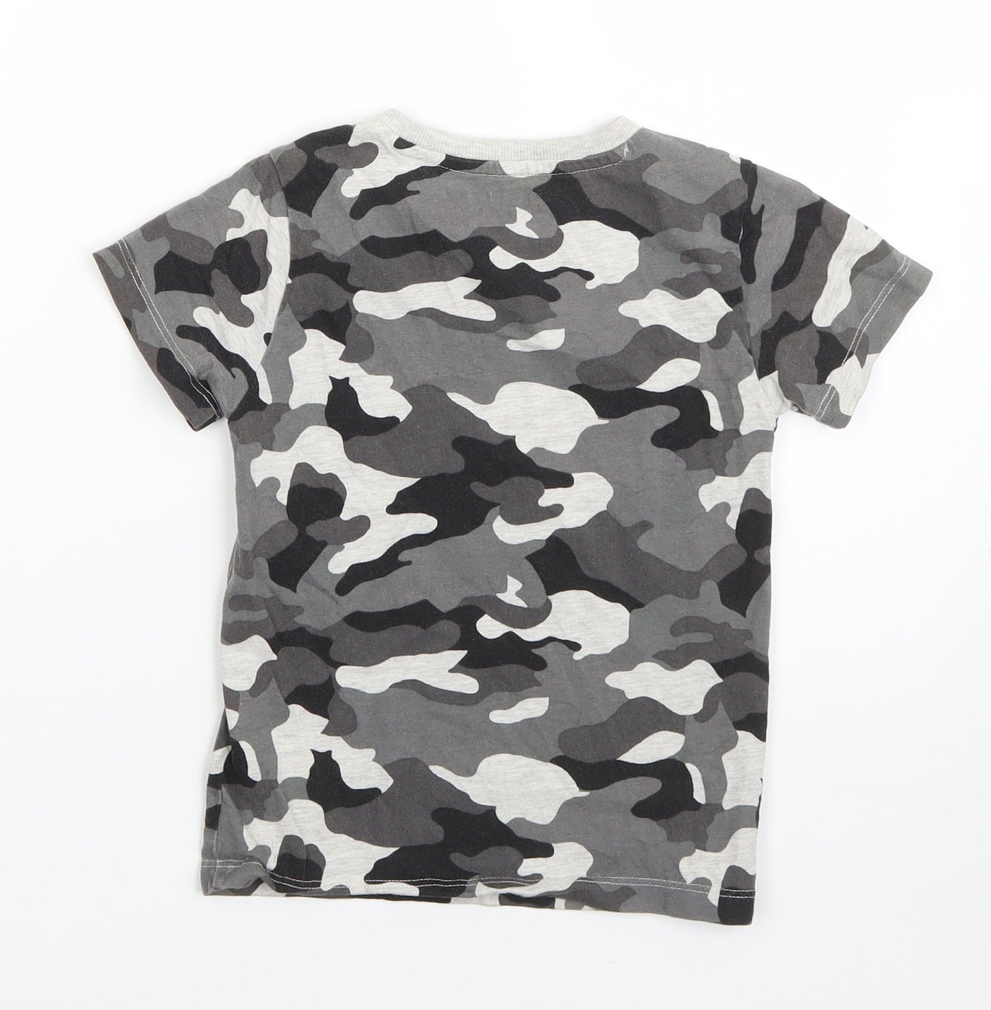 NEXT Boys Grey Camouflage Cotton Basic T-Shirt Size 3-4 Years Round Neck