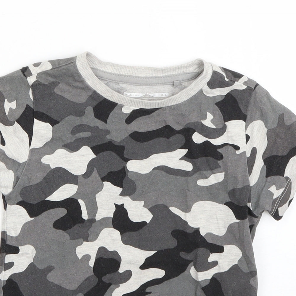 NEXT Boys Grey Camouflage Cotton Basic T-Shirt Size 3-4 Years Round Neck