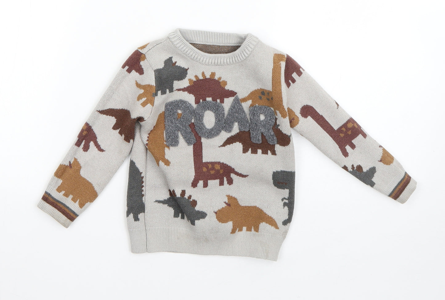 Nutmeg Boys Grey  Viscose Pullover Jumper Size 12-18 Months   - dinosaurs