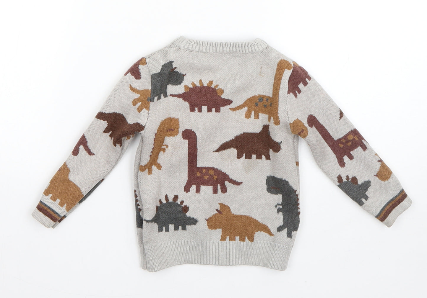 Nutmeg Boys Grey  Viscose Pullover Jumper Size 12-18 Months   - dinosaurs