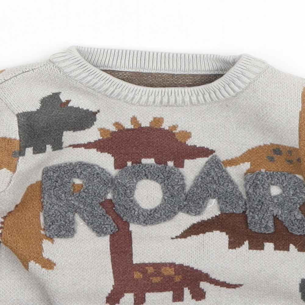 Nutmeg Boys Grey  Viscose Pullover Jumper Size 12-18 Months   - dinosaurs