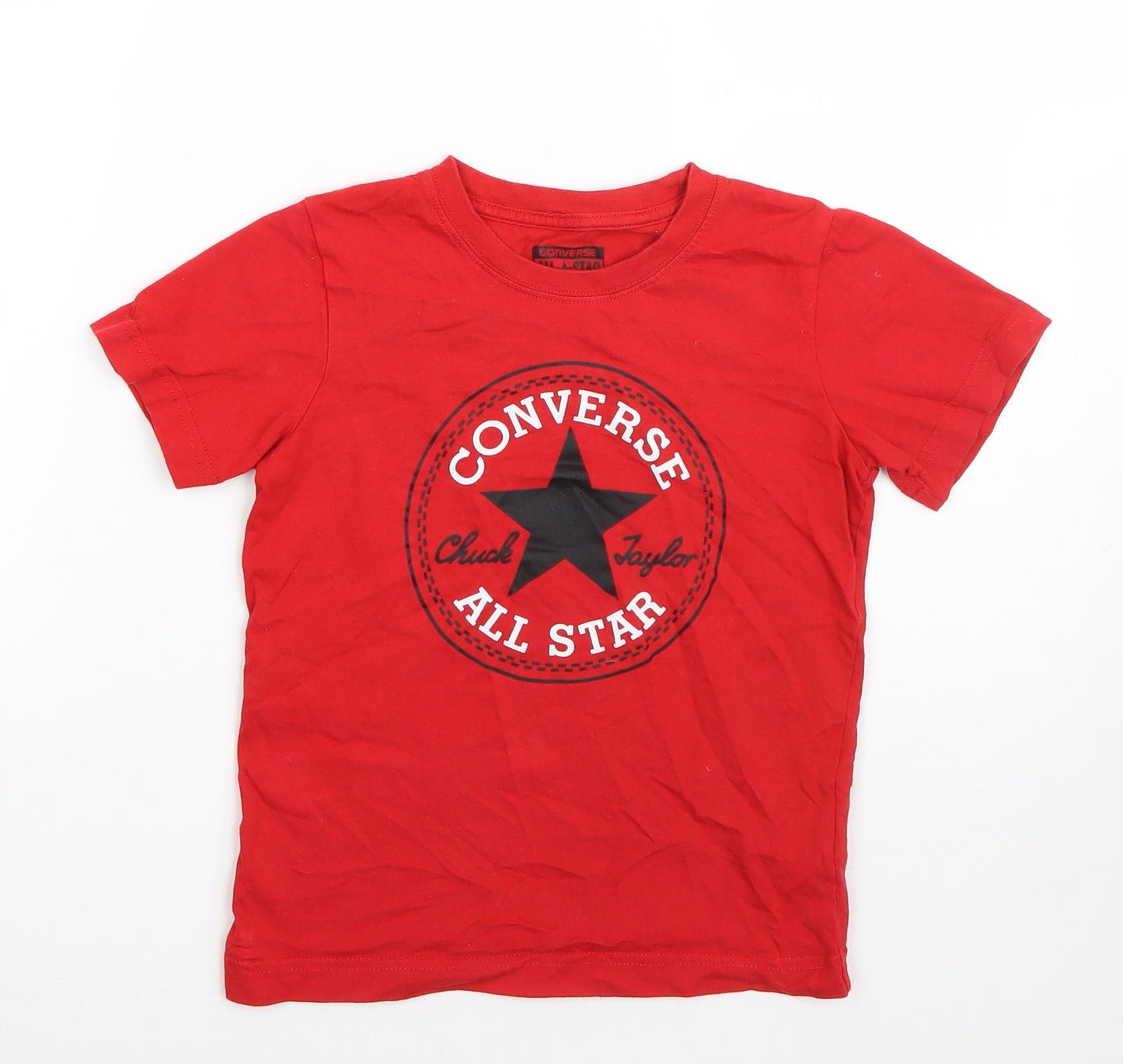 Converse Boys Red  Cotton Basic T-Shirt Size 6-7 Years Round Neck