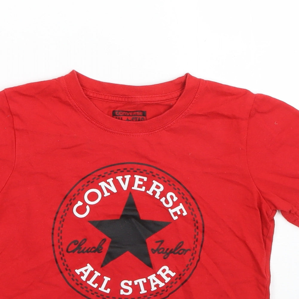 Converse Boys Red  Cotton Basic T-Shirt Size 6-7 Years Round Neck