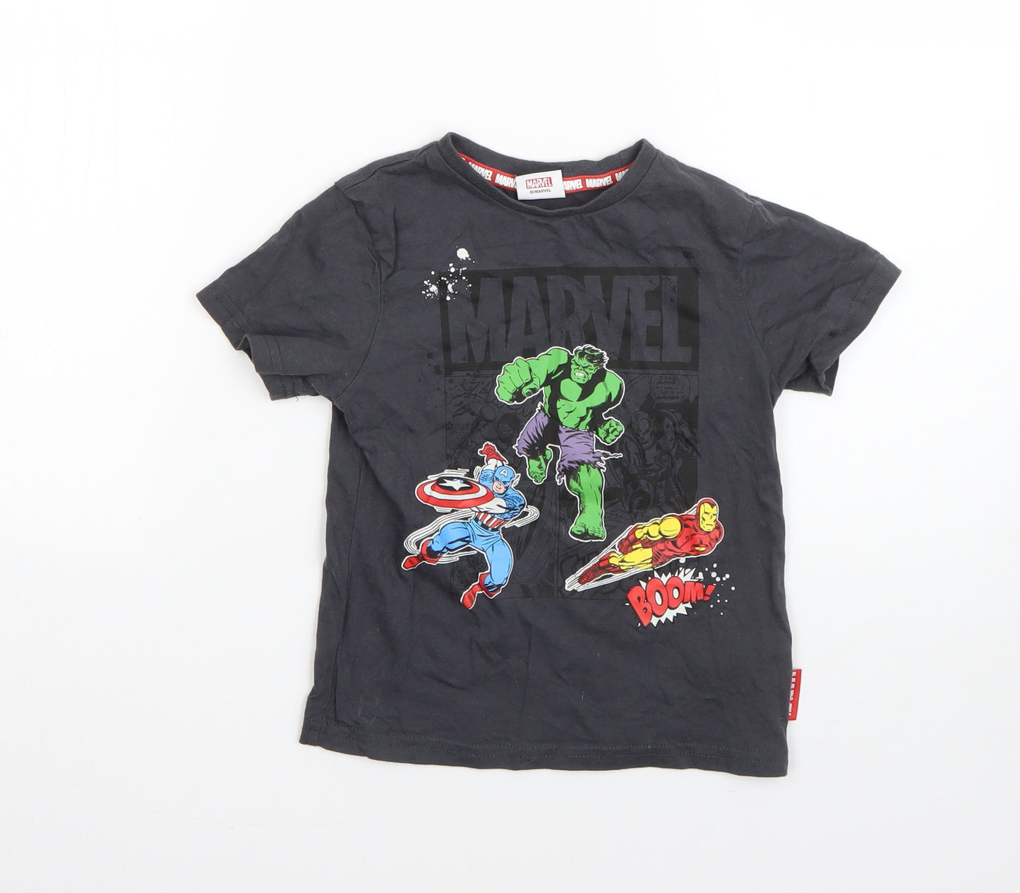 George Boys Grey  Cotton Basic T-Shirt Size 3-4 Years Round Neck  - marvel superheroes