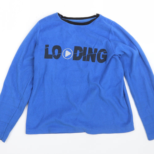 Preworn Boys Blue Round Neck  Polyester Pullover Jumper Size 13 Years