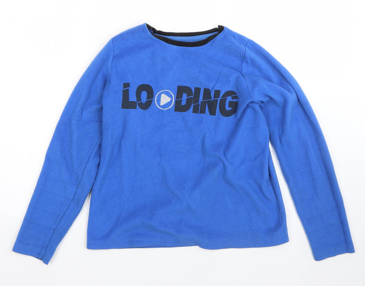 Preworn Boys Blue Round Neck  Polyester Pullover Jumper Size 13 Years