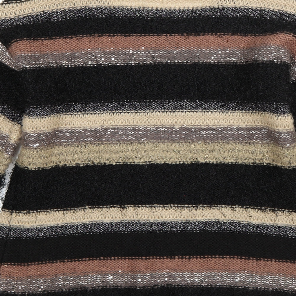 F&F Womens Multicoloured Round Neck Striped Acrylic Pullover Jumper Size 12