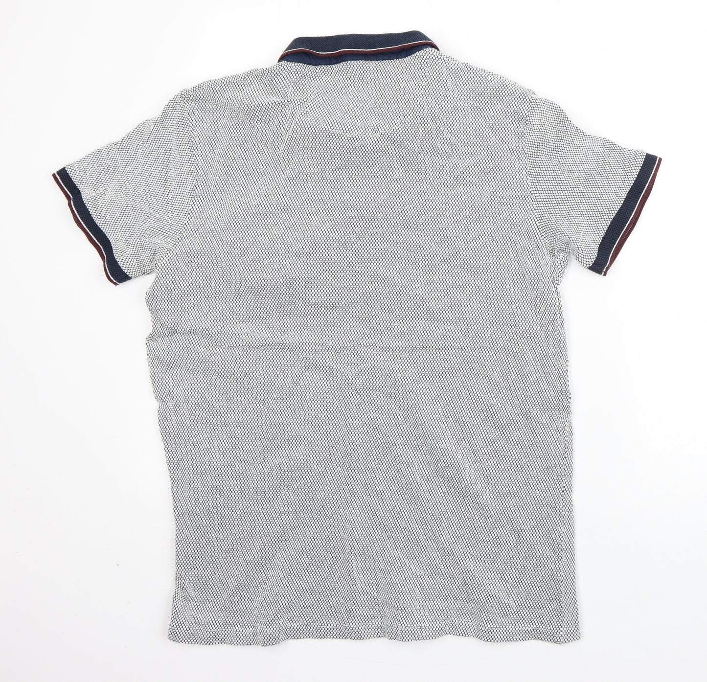 Primark Mens White Polka Dot Cotton  Polo Size L Collared