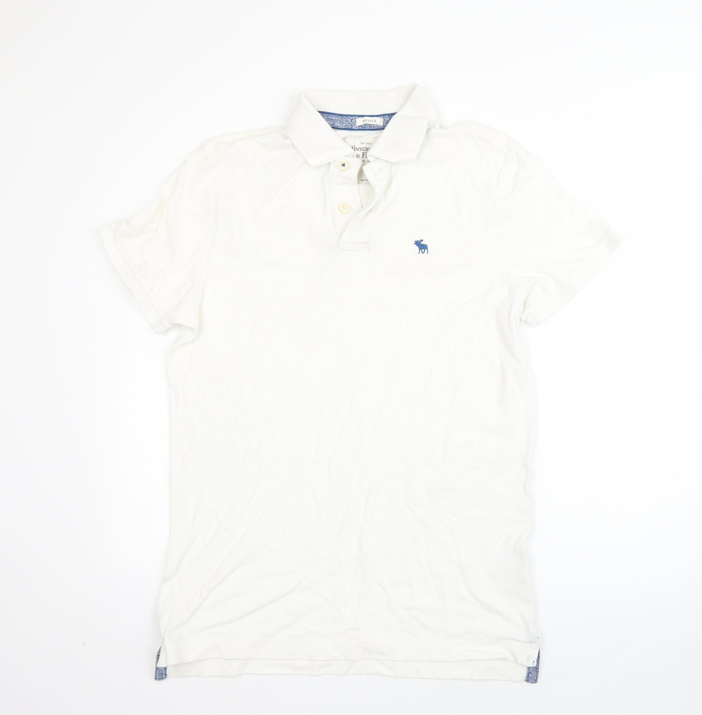 Abercrombie & Fitch Mens White  Cotton  Polo Size L Collared